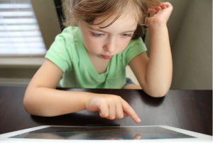 Girl taking virtual CVI range assessment