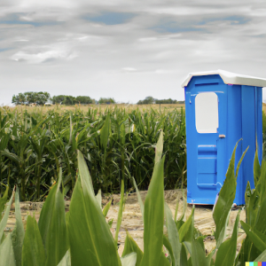 porta-potty in cornfield