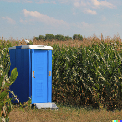 porta-potty in cornfield