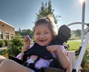 Girl with CVI smiling